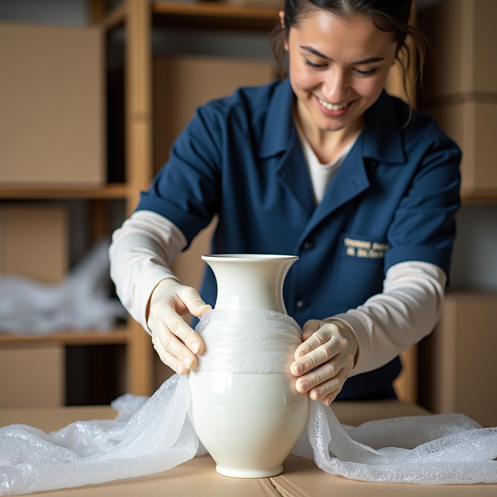 Chuyên gia Thành Phương hướng dẫn đóng gói đồ gốm sứ dễ vỡ cẩn thận