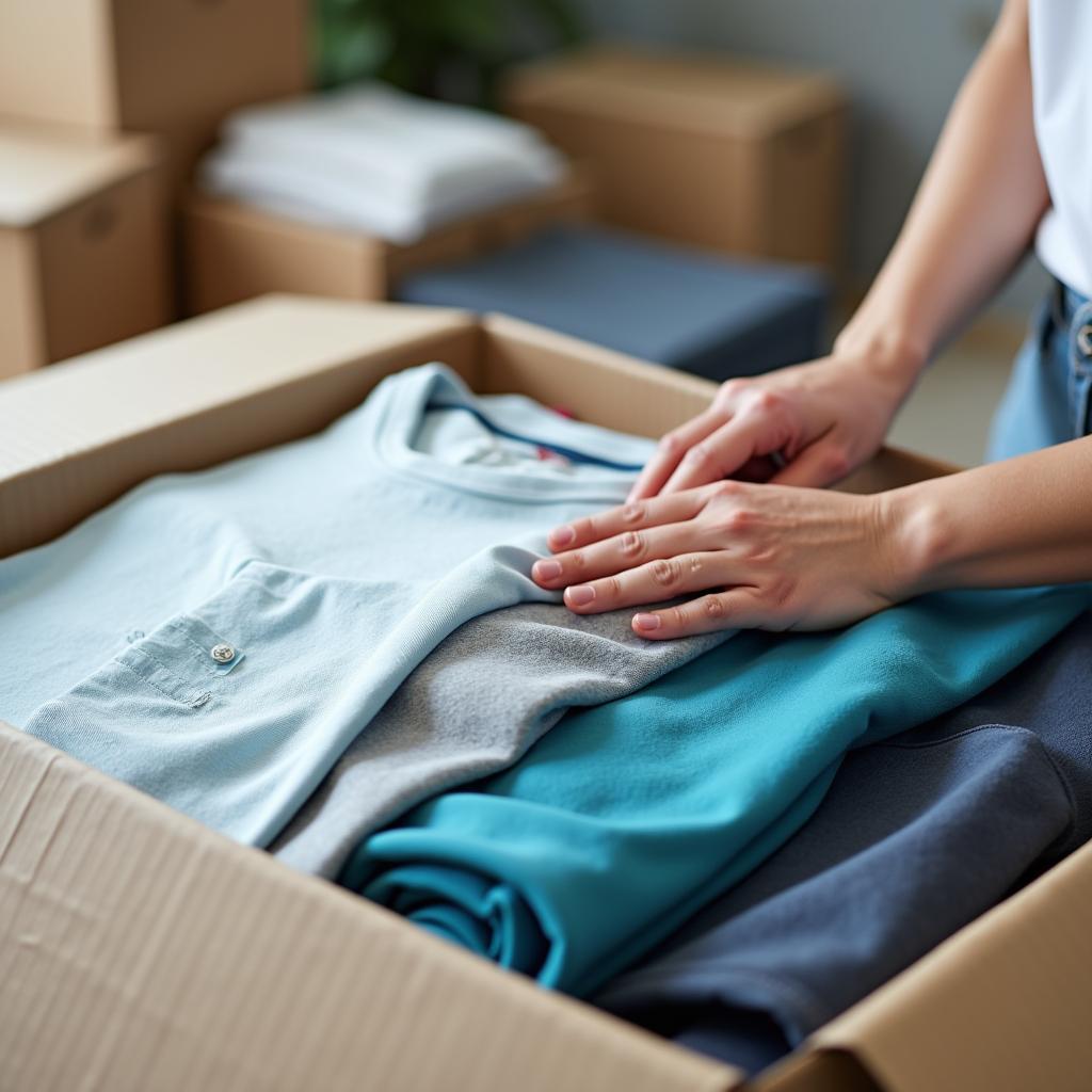 Hình ảnh minh họa cách đóng gói quần áo chuyển nhà nhanh gọn, không bị nhăn