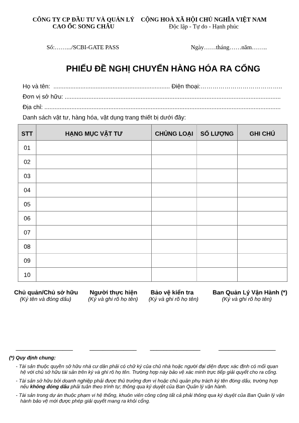 Phiếu chuyển hàng