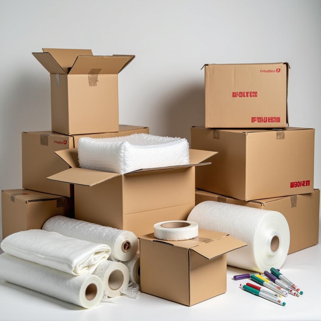 Vật liệu đóng gói đồ dễ vỡ (thùng carton, xốp nổ, băng keo) chuyên nghiệp của Thành Phương